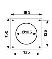 Накладка для круглых воздуховодов настенная Era пластиковая 150х150 мм d100 мм - фото 3