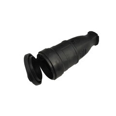 Розетка универсал шт.епсельная G-602228 каучук с заглушкой однофазная 16 А IP44 с заземлением черная