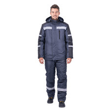 Костюм рабочий мужской утепленный ГК Спецобъединение Роуд 52-54 рост 182-188 см темно-серый/черный