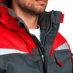 Костюм рабочий мужской утепленный ГК Спецобъединение КМ-10 44-46 рост 170-176 см серо-черный/красный - фото 3