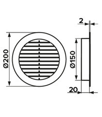 Решетка вентиляционная пластиковая наружная Era РКН круглая d186 мм с фланцем d150 мм - фото 3