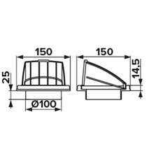 Выход вентиляционный настенный Era с обратным клапаном и с фланцем d100 мм пластиковый 150х150 мм - фото 5
