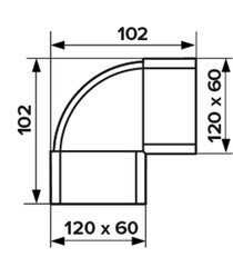 Колено вертикальное пластиковое для плоских воздуховодов 60х120 мм 90° - фото 3