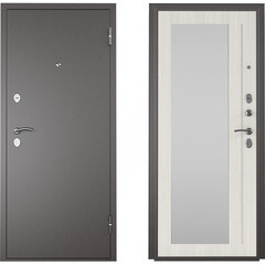 Дверь входная Промет ТИТАН букле графит - ларче с зеркалом, правая 860х2050 мм