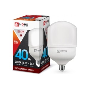Лампа светодиодная IN HOME, LED-HP-PRO 40Вт 230В Е27 с адаптером E40 ...
