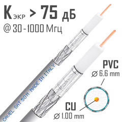 Кабель коаксиальный телевизионный SAT 50M 1х1 мм экранированный Cavel (100 м) - фото 3