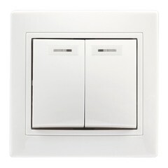 Выключатель встраиваемый Smartbuy Венера двуклавишный с подсветкой белый SBE-01w-10-SW2-1-c
