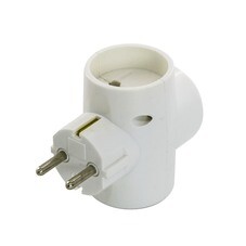 Разветвитель 3 гнезда 1 гнездо с заземлением 2 гнезда без заземления 16 А белый