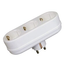 Разветвитель 3 гнезда с заземлением 16 А плоский белый