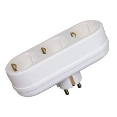 Разветвитель 3 гнезда с заземлением 16 А плоский белый