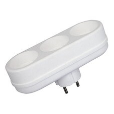 Разветвитель 3 гнезда без заземления 6/10 А плоский белый