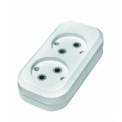 Колодка для удлинителя 2 розетки 10 А без заземления