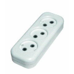Колодка для удлинителя 3 розетки 10 А без заземления
