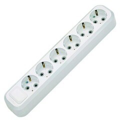 Колодка для удлинителя 6 розеток 16 А с заземлением