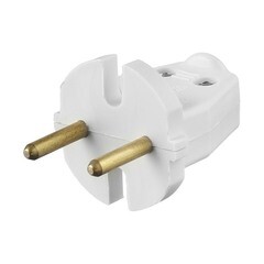 Вилка сетевая 6 А прямая белая