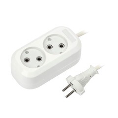 Удлинитель Smartbuy двухместный без заземления 3 м 10А 2,2кВт ПВС 2х1 мм2 SBE-10-2-03-N
