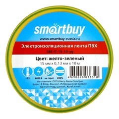 Изолента Smartbuy 0,13х15 мм 10 м желто-зеленая (SBE-IT-15-10-yg)