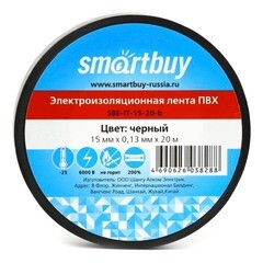Изолента Smartbuy 0,13х15 мм черная 20 м SBE-IT-15-20-b