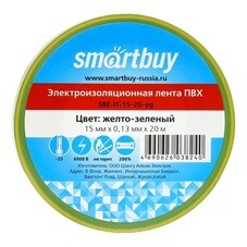 Изолента Smartbuy 0,18х19 мм 20 м желто-зеленая SBE-IT-15-20-yg