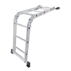 Лестница алюминиевая шарнирная двухсекционная 3 ступени Новая высота бытовая - фото 2