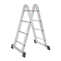 Лестница алюминиевая шарнирная двухсекционная 4 ступени Новая высота бытовая - фото 1