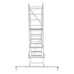 Лестница-стремянка алюминиевая 9 ступеней 110 мм телескопическая траверса 2,47 м Новая высота - фото 11
