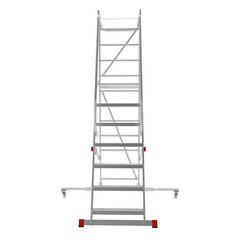 Лестница-стремянка алюминиевая 9 ступеней 110 мм телескопическая траверса 2,47 м Новая высота - фото 4
