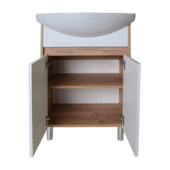 Тумба под раковину АСБ-Мебель Альпина 50 см напольная дуб золотой/белая (11780) - фото 8