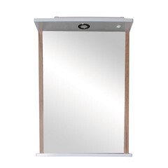 Зеркало с подсветкой с полкой прямоугольное 46,5х72,5 см в раме белой/дуб золотой АСБ-Мебель Альпина (11765) - фото 2