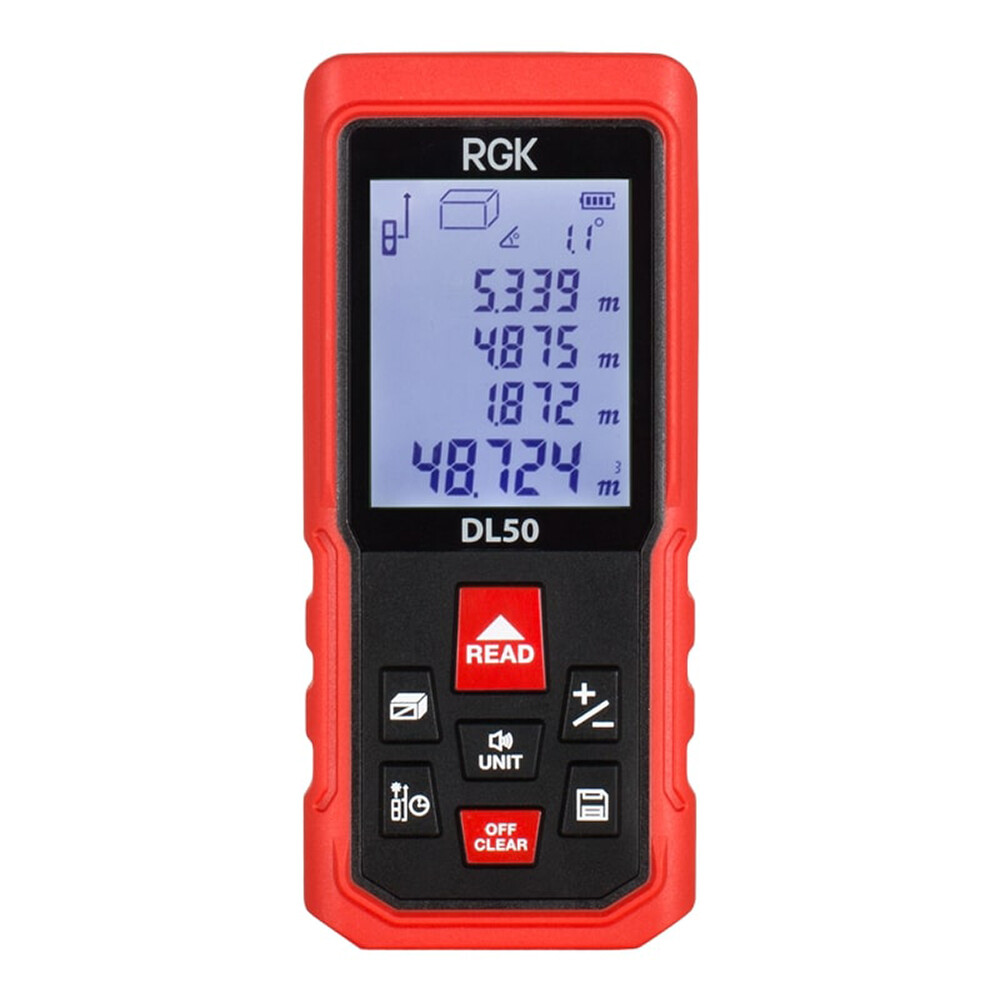 Изображение товара Лазерный дальномер RGK DL50 50 м с уклономером, точность ±2 мм и подсветкой дисплея
