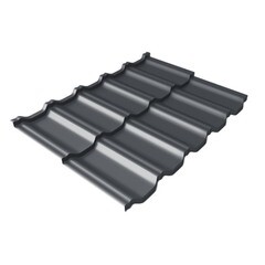 Металлочерепица квинта плюс  GreenCoat Pural Matt 0,5 мм RR 23 темно-серый (RAL 7024 мокрый асфальт)