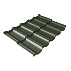 Металлочерепица квинта плюс Grand Line c 3D резом 0,5 мм GreenСoat Pural RR 11 темно-зеленый (RAL 6020)