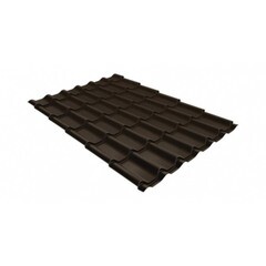 Металлочерепица классик Grand Line 0,5 мм GreenCoat Pural RR 32 темно-коричневый (RAL 8019)