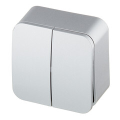 Выключатель Systeme Electric Blanca двухклавишный накладной алюминий (BLNVA105013) - фото 5