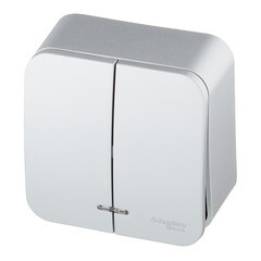 Выключатель Systeme Electric Blanca двухклавишный накладной алюминий с подсветкой (BLNVA105113) - фото 5