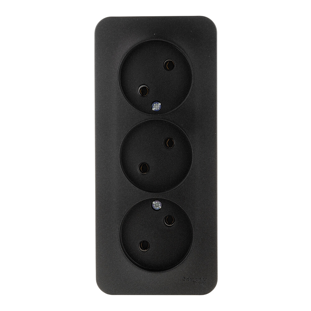 Изображение товара Розетка Systeme Electric Blanca антрацит 3 гнезда IP20 для сухих помещений