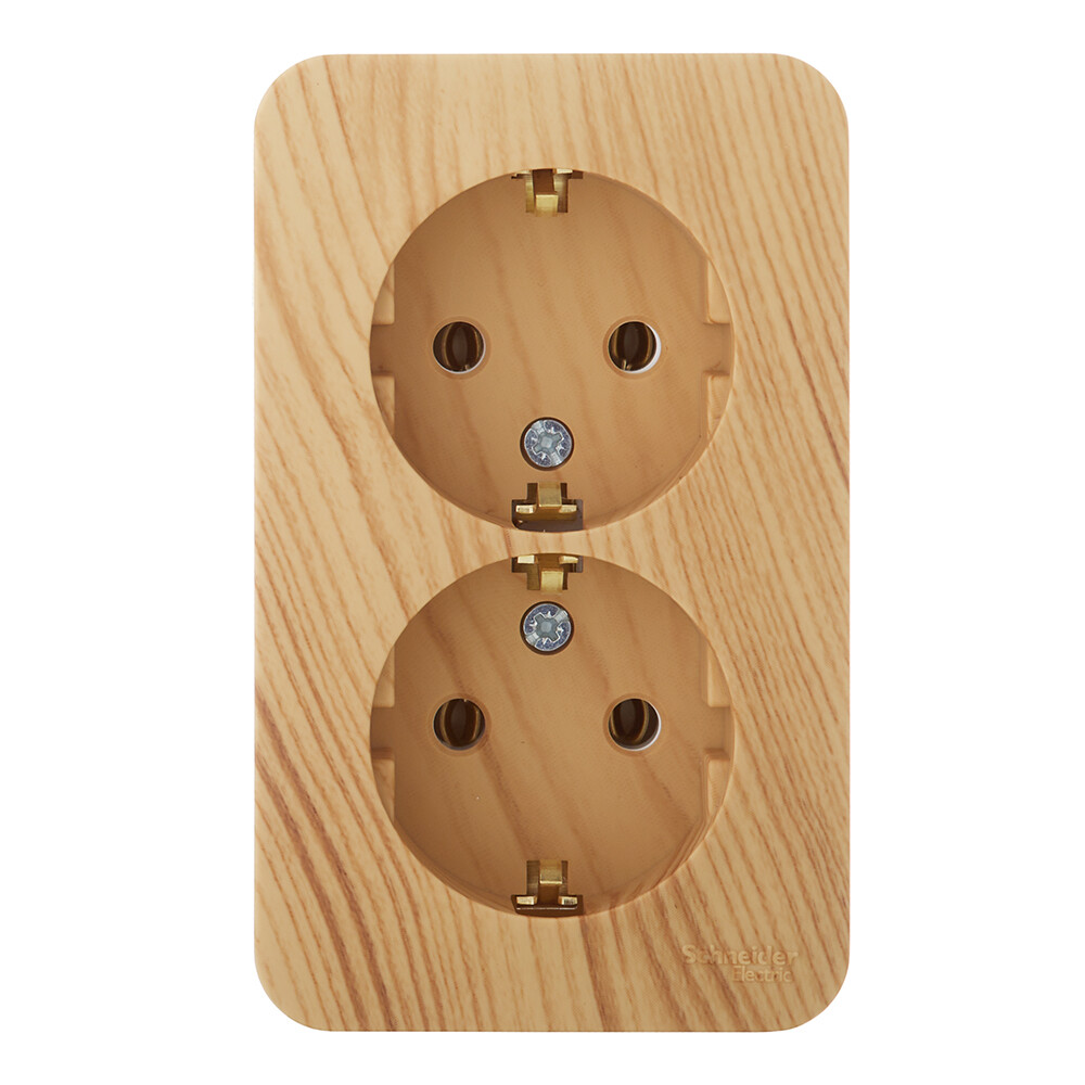 Изображение товара Розетка Systeme Electric Blanca накладная ясень 2 гнезда IP20 с заземлением