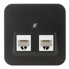 Изображение товара Розетка компьютерная Systeme Electric Blanca накладная антрацит 2хRJ45 (BLNIA045456)