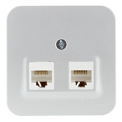 Изображение товара Розетка компьютерная Systeme Electric Blanca накладная алюминий 2хRJ45 (BLNIA045453)