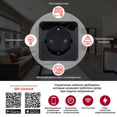 Умная розетка EKF Connect (RCS-2-WF) черная с заземлением - фото 5