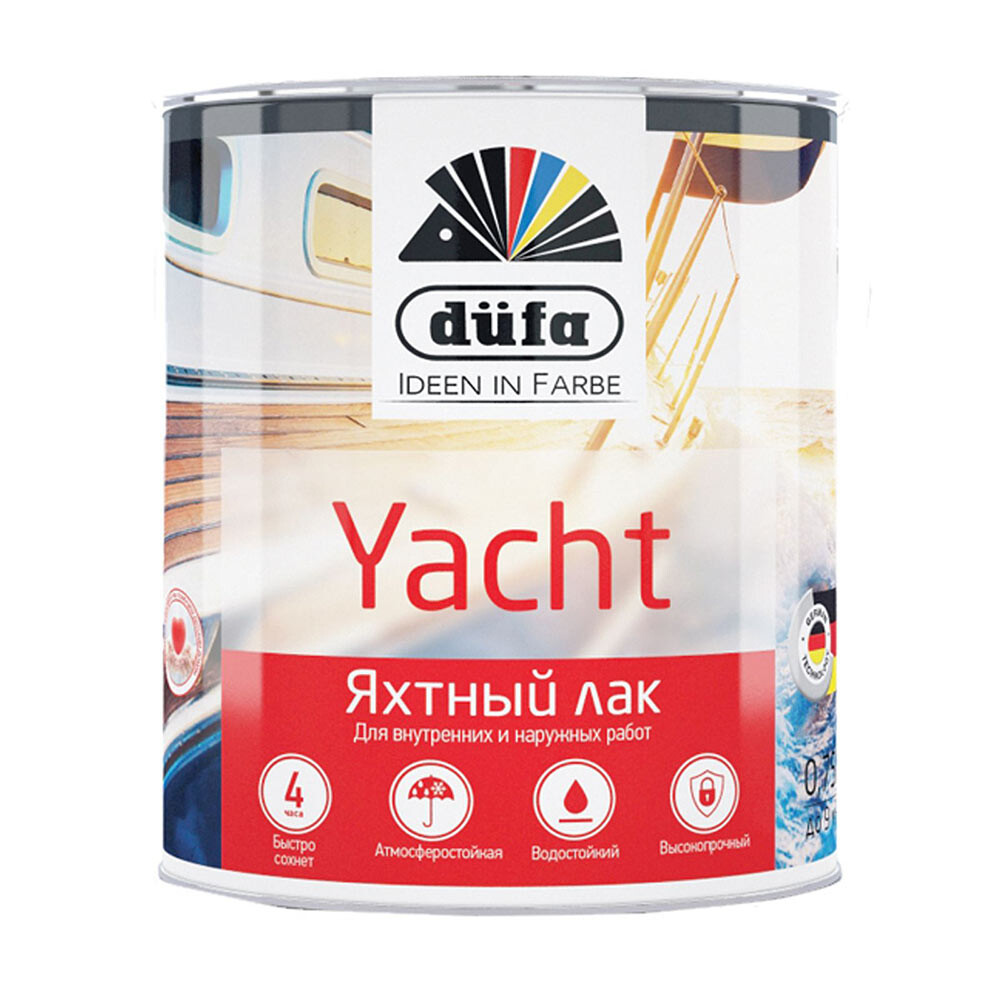 Изображение товара Лак Dufa Yacht алкидно-уретановый 0,75 л полуматовый бесцветный