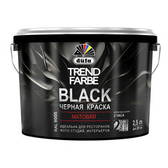 Краска моющаяся Dufa Trend Farbe Black черная RAL 9005 2,5 л