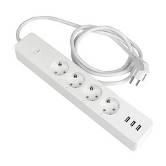 Умный удлинитель EKF Connect PRO 5 розеток 3 USB 1,8 м белый