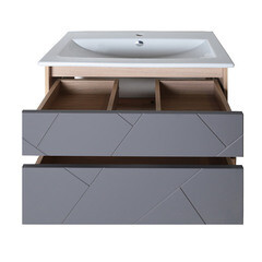 Тумба под раковину АСБ-Мебель Диана 75 см подвесная серая/дуб янтарный (12026) - фото 9