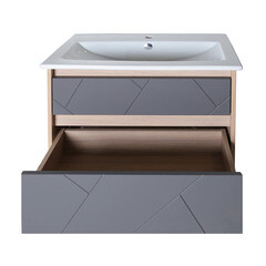 Тумба под раковину АСБ-Мебель Диана 75 см подвесная серая/дуб янтарный (12026) - фото 8