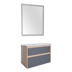 Тумба под раковину АСБ-Мебель Диана 75 см подвесная серая/дуб янтарный (12026) - фото 6