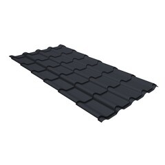 Металлочерепица камея Grand Line 0,5 мм GreenCoat Pural matt RR 23 темно-серый (RAL 7024)