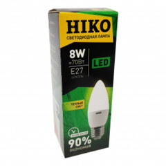 Лампа светодиодная HIKO 8 Вт E27 свеча 3000K (HK3727-38)