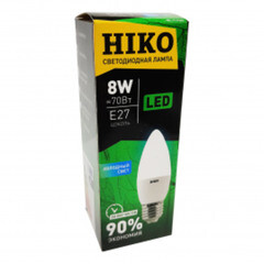 Лампа светодиодная HIKO 8 Вт E27 свеча 4000K (HK3727-48)