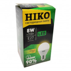 Лампа светодиодная HIKO 8 Вт E27 шар 3000K (HK4527-38)